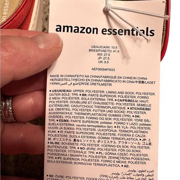 Amazon Essentials Women’s Red Slip on Sneaker size 10.5 - Picture 2 of 6